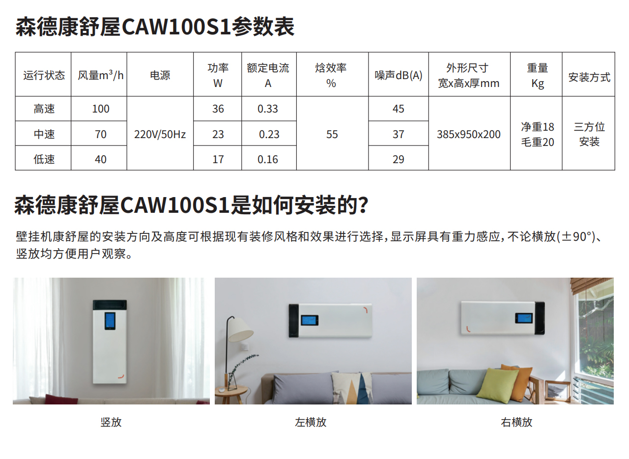 森德康舒屋壁挂式新风机